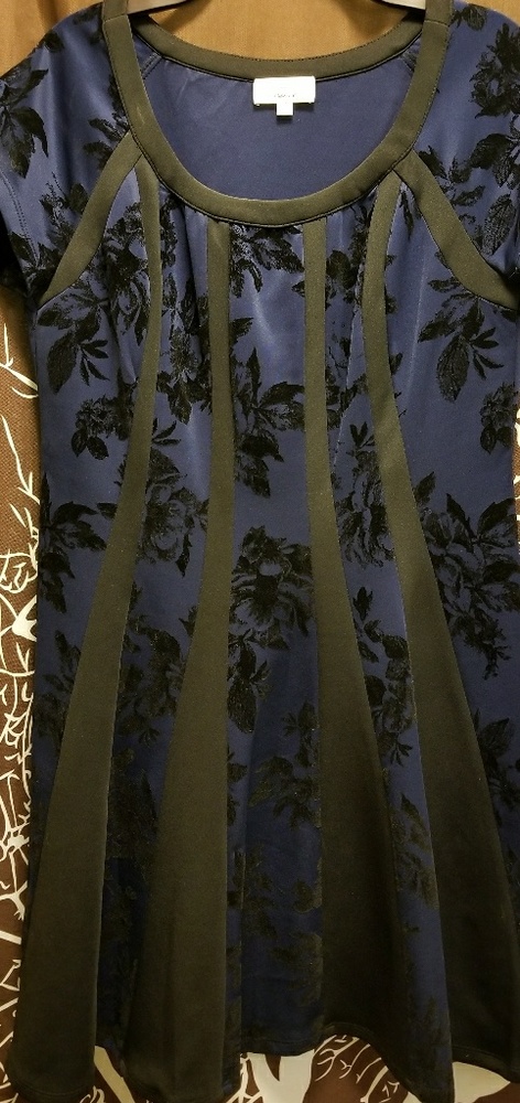 Blue and Black Velvet Formal Cocktail Dress